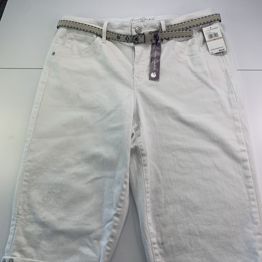 Gloria Vanderbilt White Wide-Leg Jeans with Braided Accent Belt